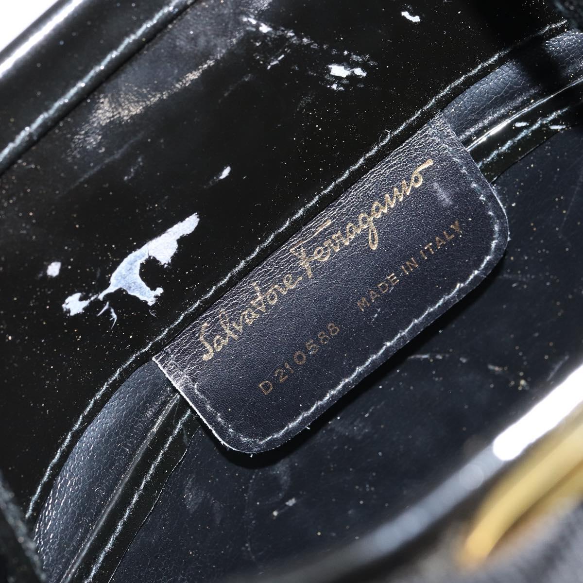 Salvatore Ferragamo Vala Shoulder Bag Patent leather Black Gold Auth 164441