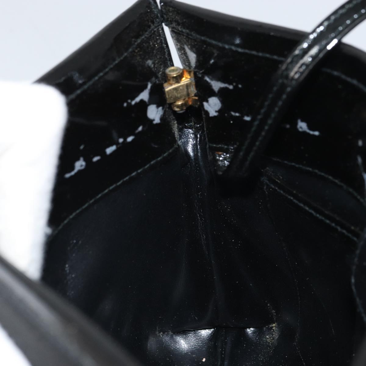 Salvatore Ferragamo Vala Shoulder Bag Patent leather Black Gold Auth 164441