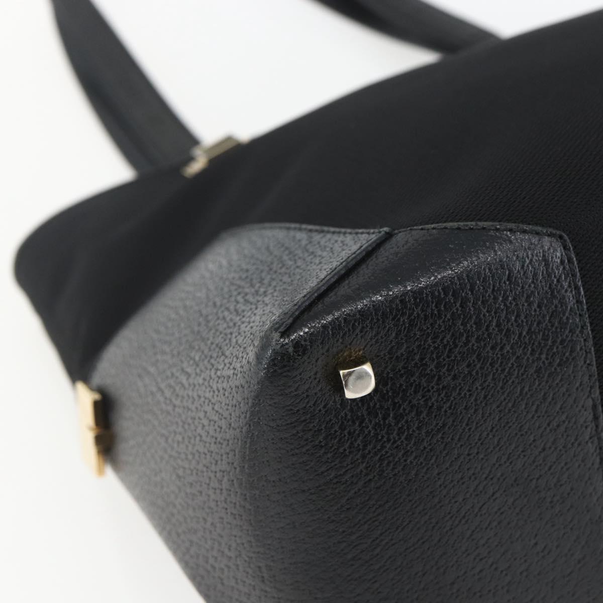 Salvatore Ferragamo Tote Bag Nylon Leather Black Gold Auth 164446