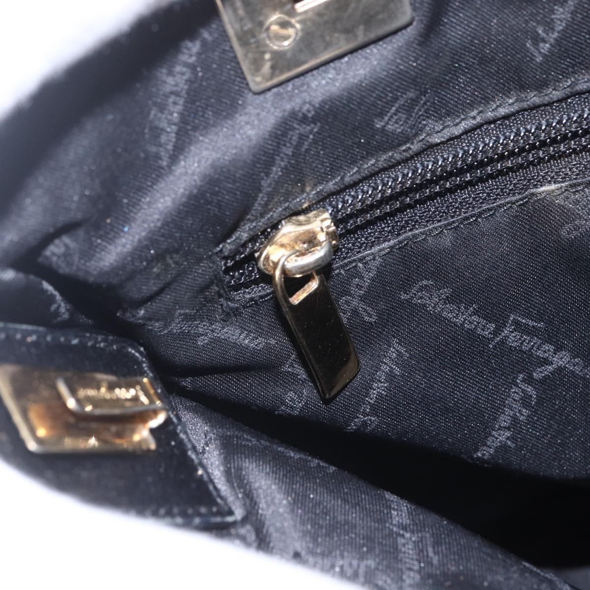 Salvatore Ferragamo Tote Bag Nylon Leather Black Gold Auth 164446