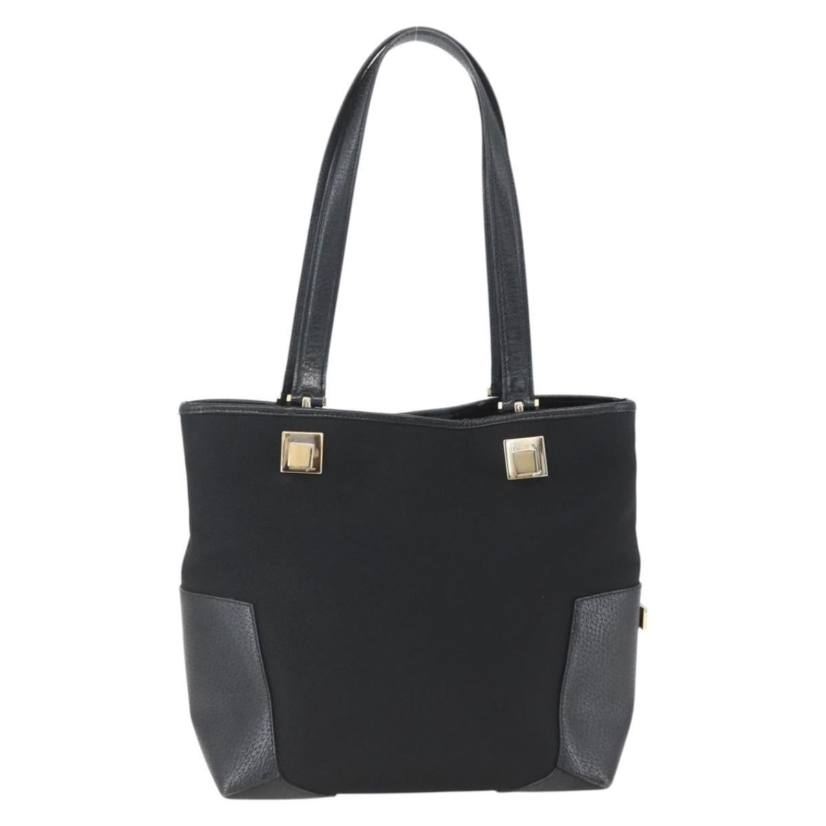 Salvatore Ferragamo Tote Bag Nylon Leather Black Gold Auth 164446