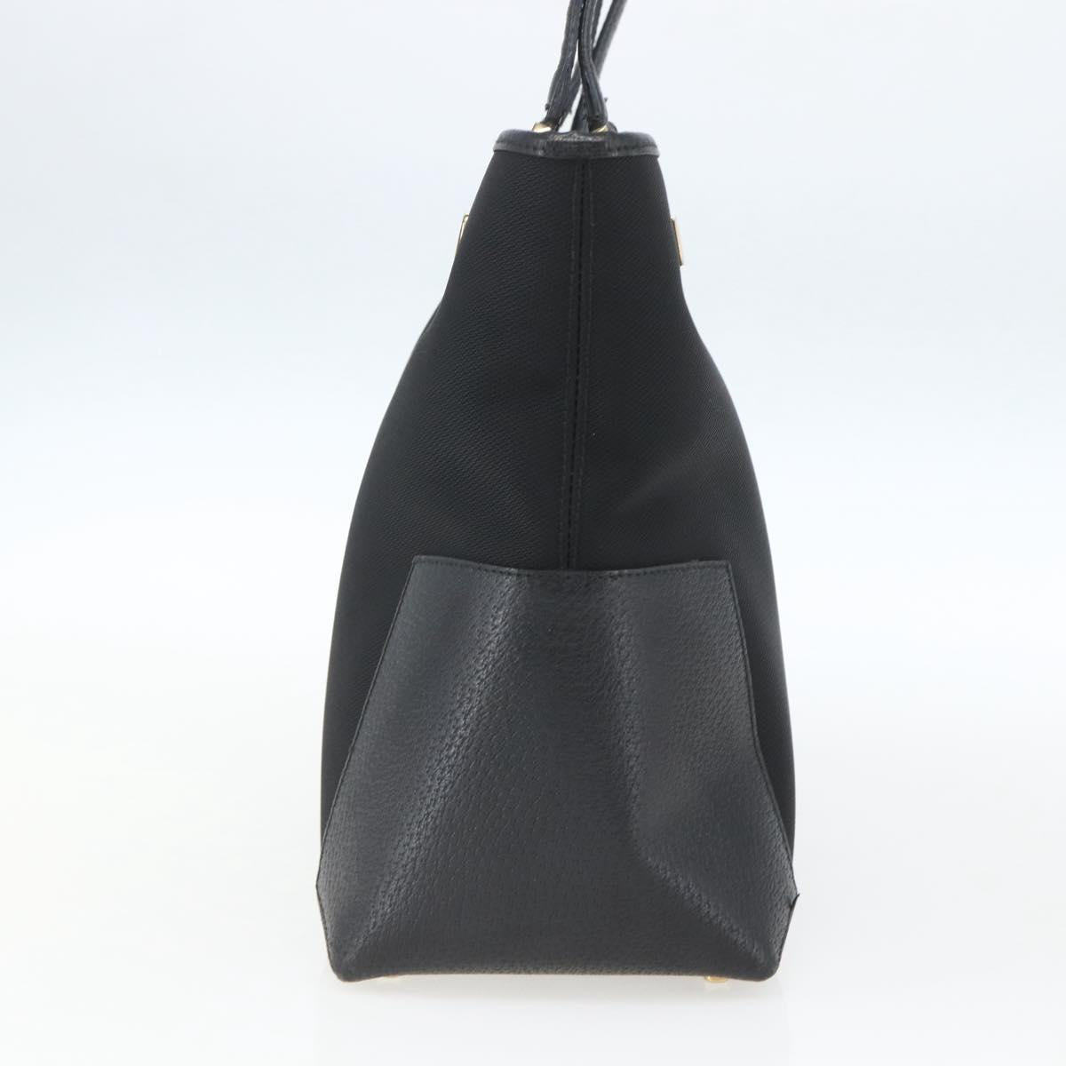 Salvatore Ferragamo Tote Bag Nylon Leather Black Gold Auth 164446