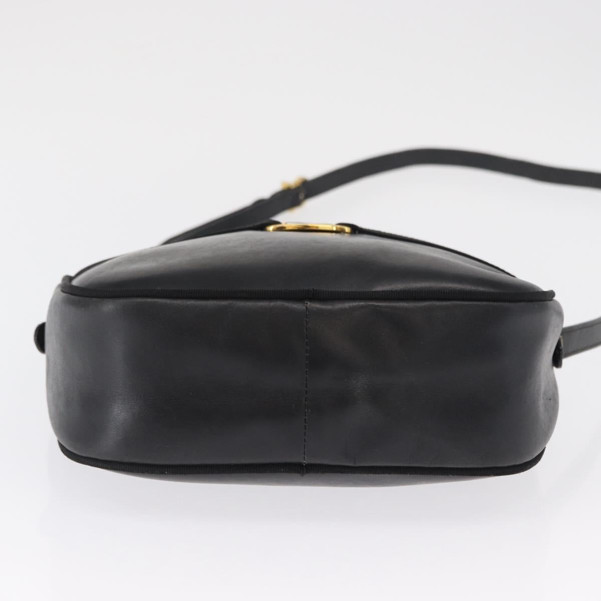 Salvatore Ferragamo Shoulder Bag Leather Black Gold Auth 164448