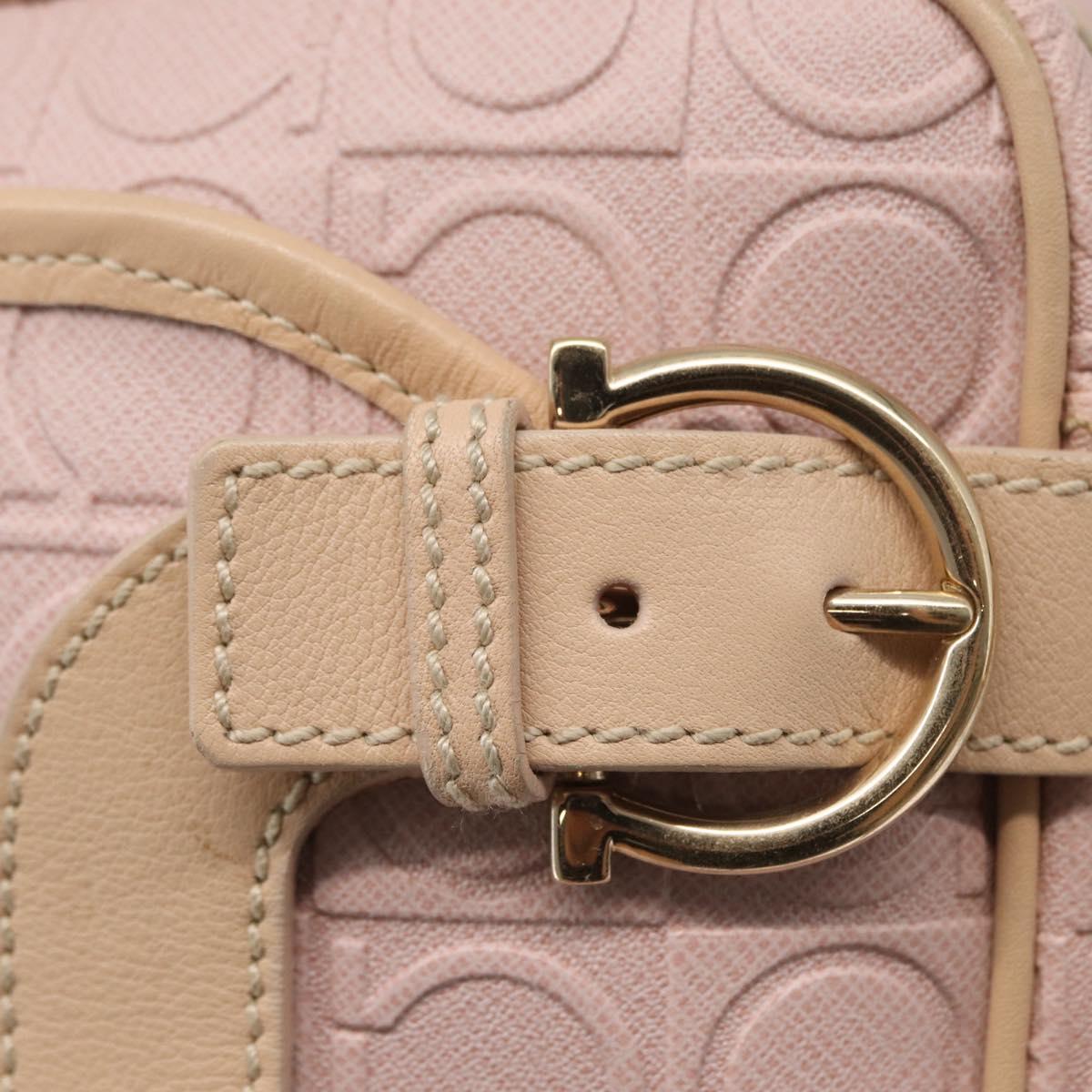 Salvatore Ferragamo Gancini Shoulder Bag Leather Pink Gold Auth 164449