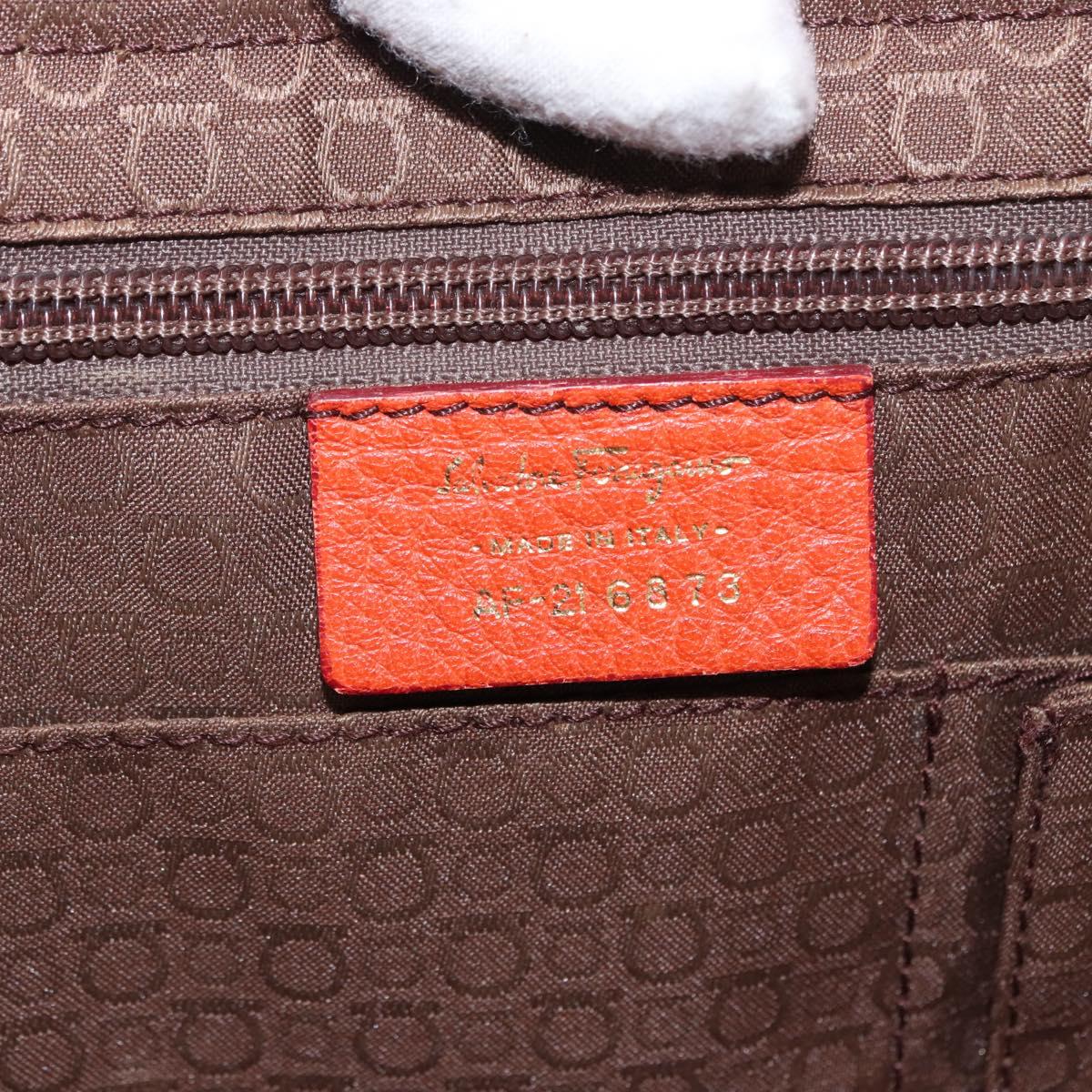 Salvatore Ferragamo Tote Bag Leather Orange Gold Auth 164450