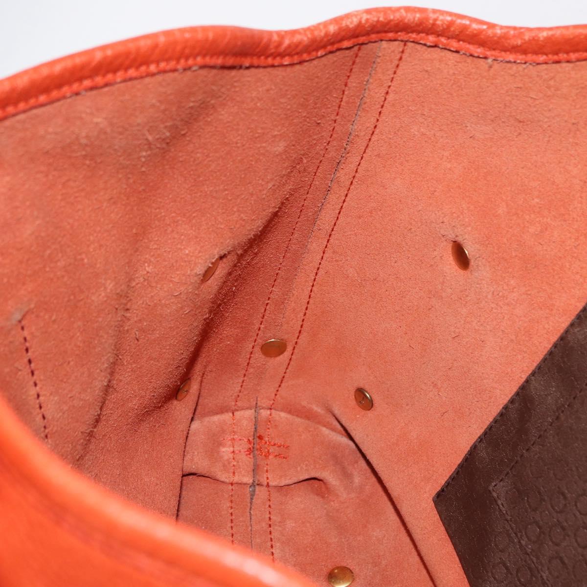 Salvatore Ferragamo Tote Bag Leather Orange Gold Auth 164450