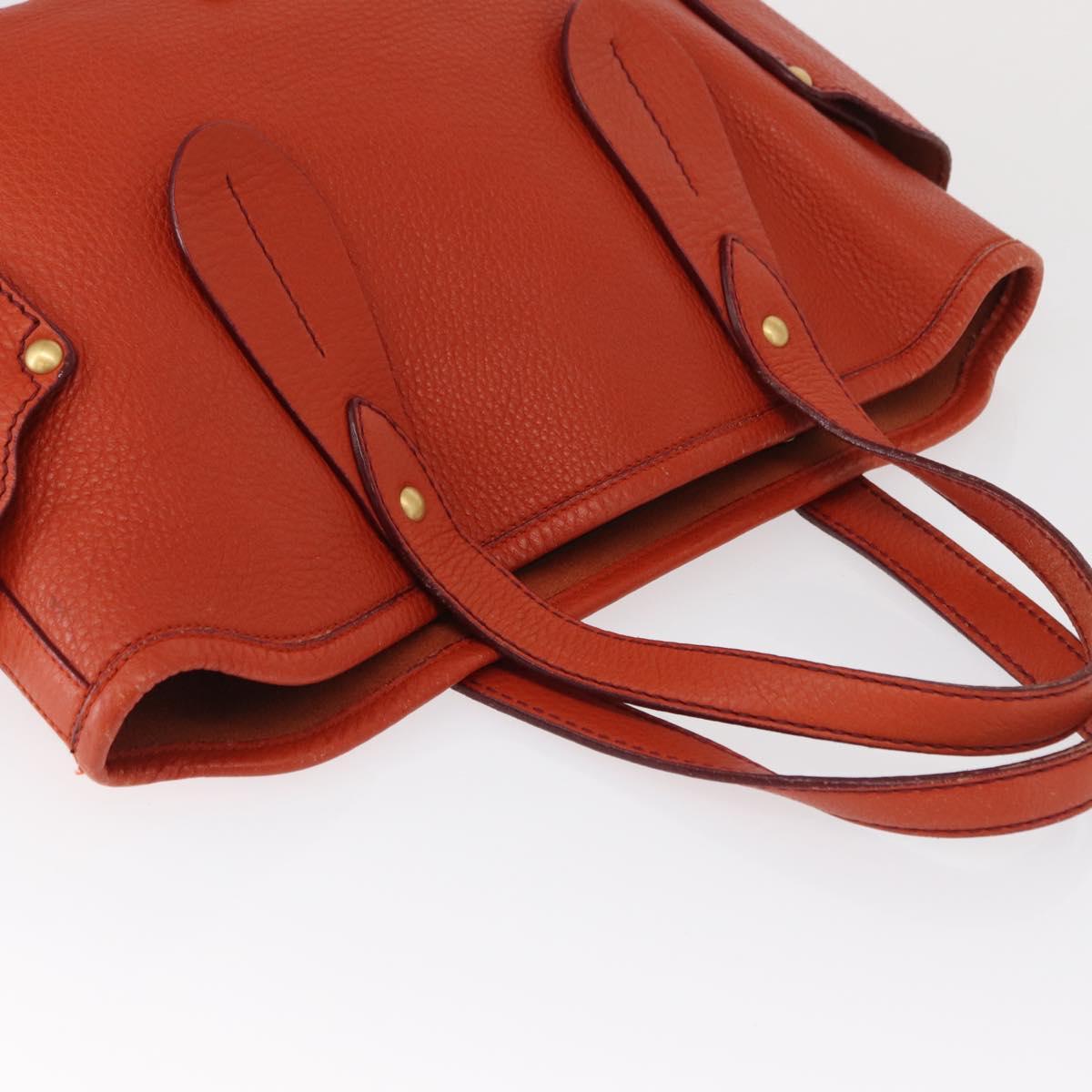 Salvatore Ferragamo Tote Bag Leather Orange Gold Auth 164450