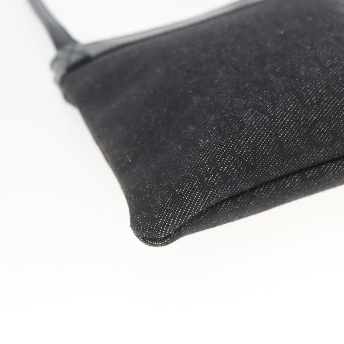 BVLGARI Logo Mania Shoulder Bag Canvas Leather Black Silver Auth 164451