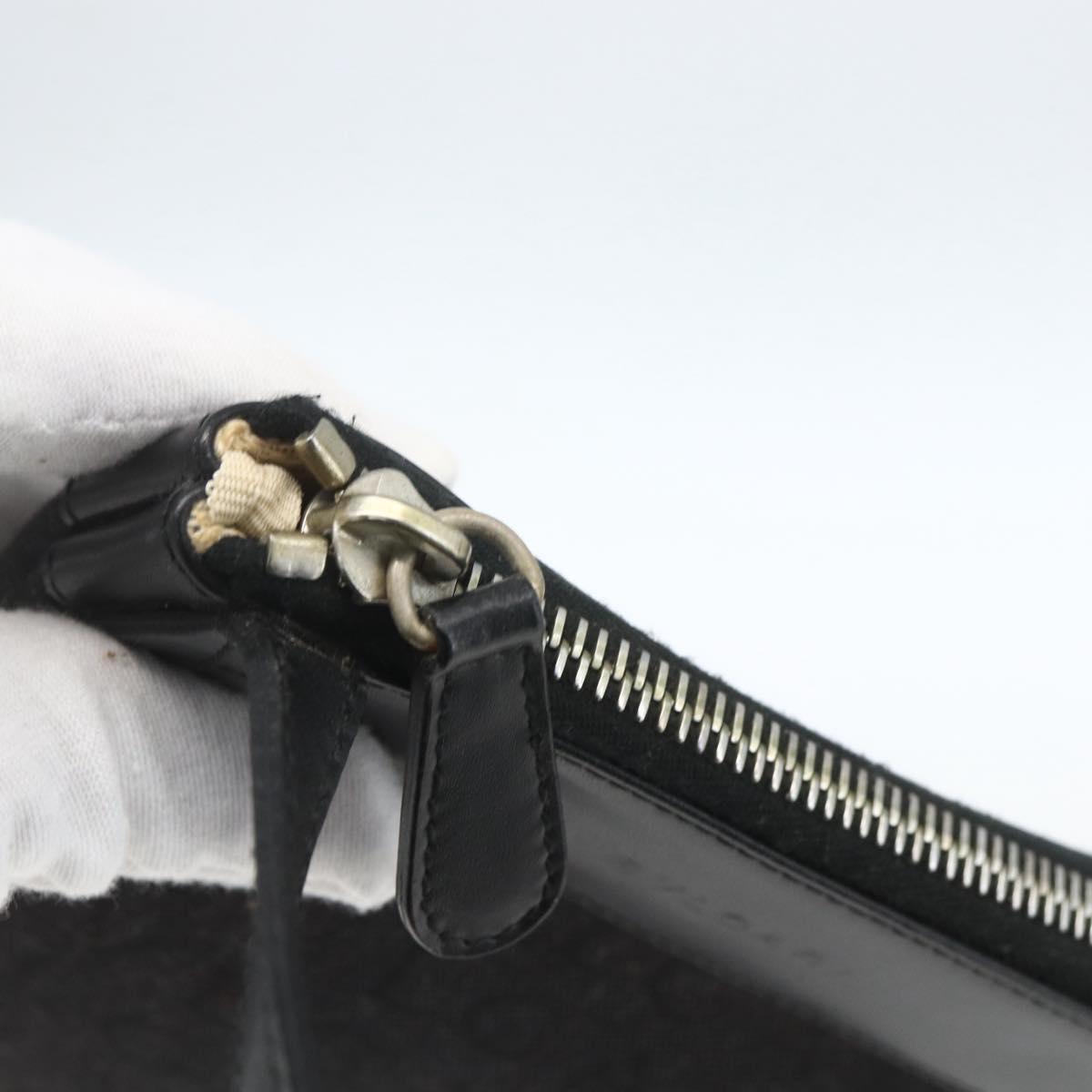 BVLGARI Logo Mania Shoulder Bag Canvas Leather Black Silver Auth 164451
