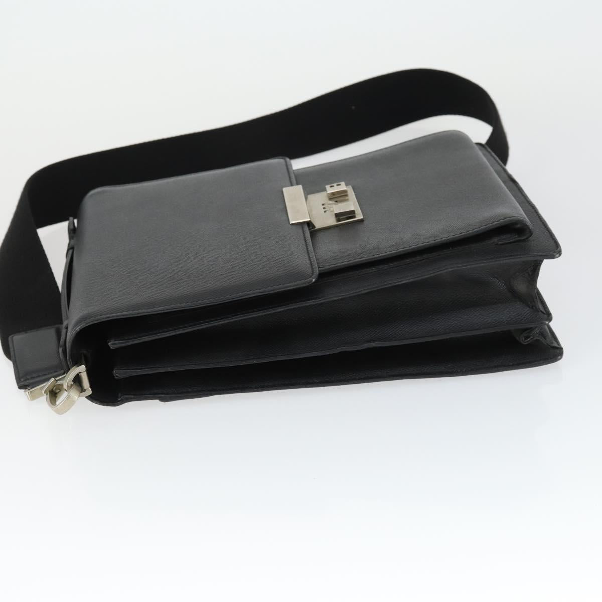 BALLY Shoulder Bag Leather Black Auth 164454