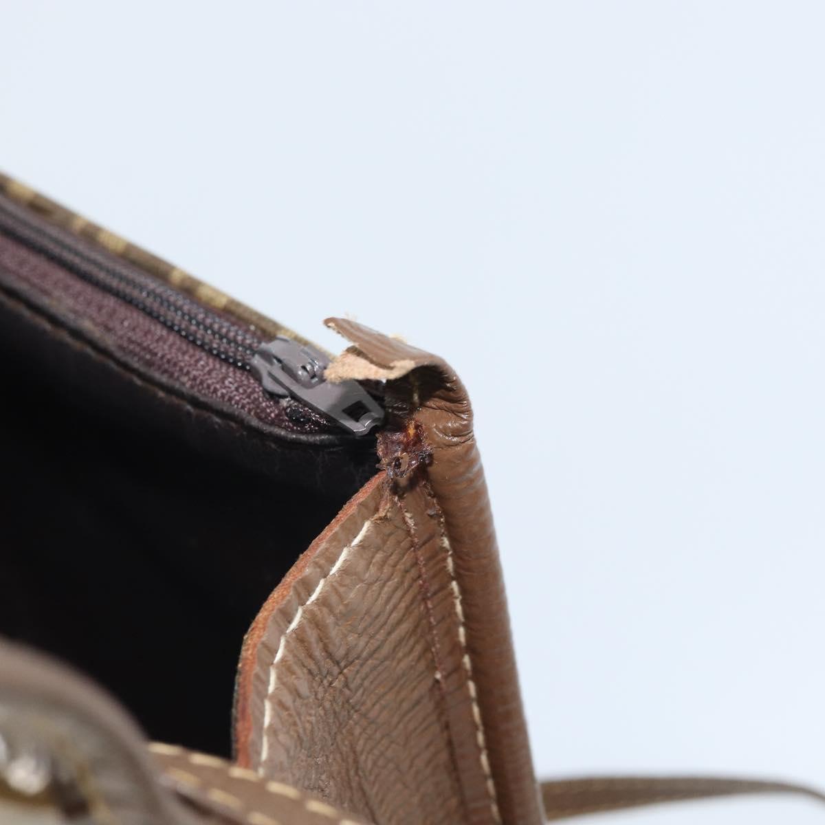 FENDI Zucchino Canvas Shoulder Bag Coated Canvas Brown Gold Auth 164456