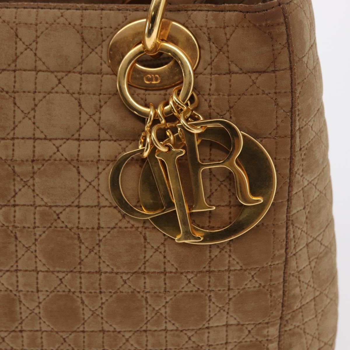 Christian Dior Canage Hand Bag Brown Gold Auth 164457