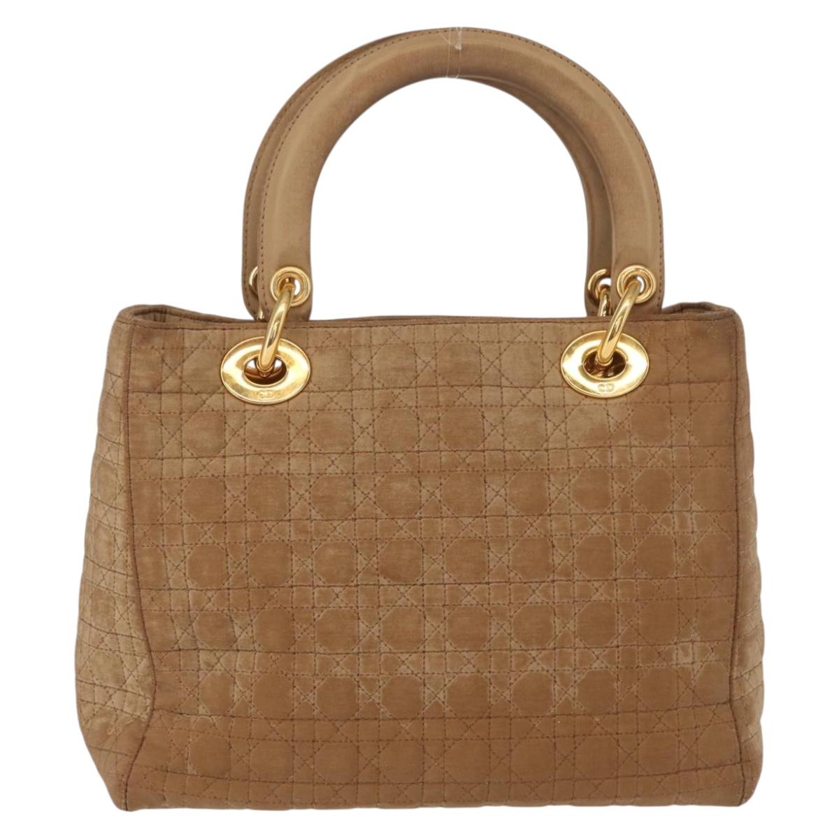 Christian Dior Canage Hand Bag Brown Gold Auth 164457