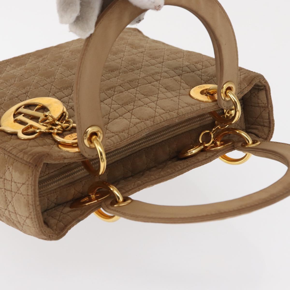Christian Dior Canage Hand Bag Brown Gold Auth 164457