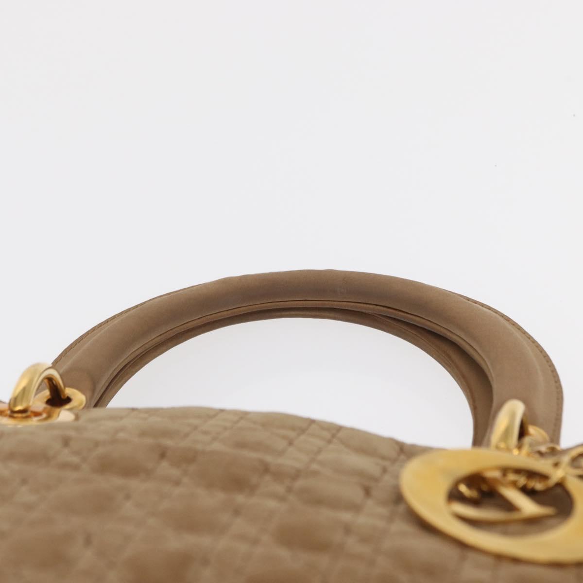 Christian Dior Canage Hand Bag Brown Gold Auth 164457