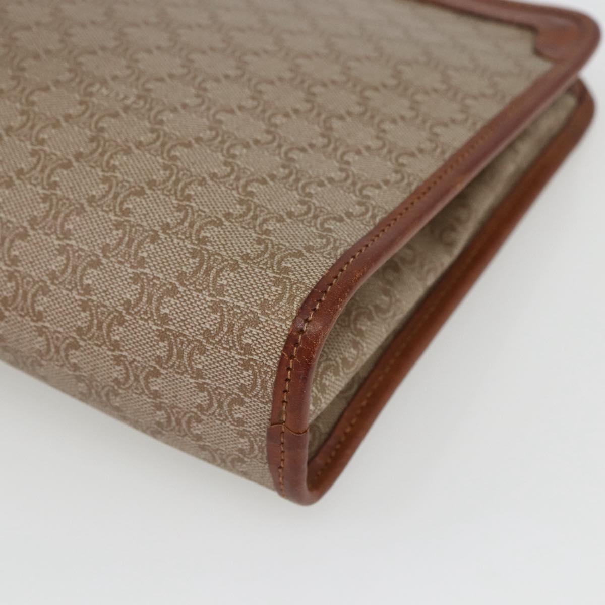 CELINE Macadam Canvas Clutch Bag PVC Beige Gold Auth 164461