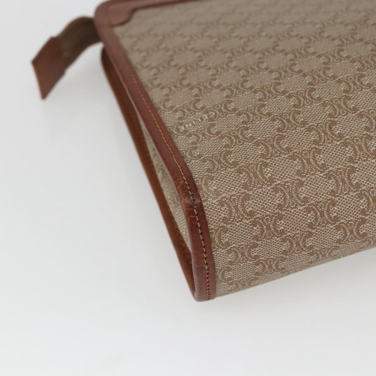 CELINE Macadam Canvas Clutch Bag PVC Beige Gold Auth 164461