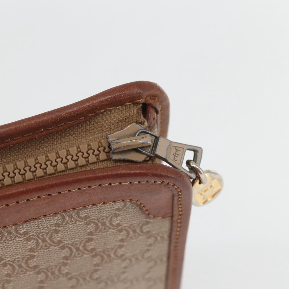 CELINE Macadam Canvas Clutch Bag PVC Beige Gold Auth 164461