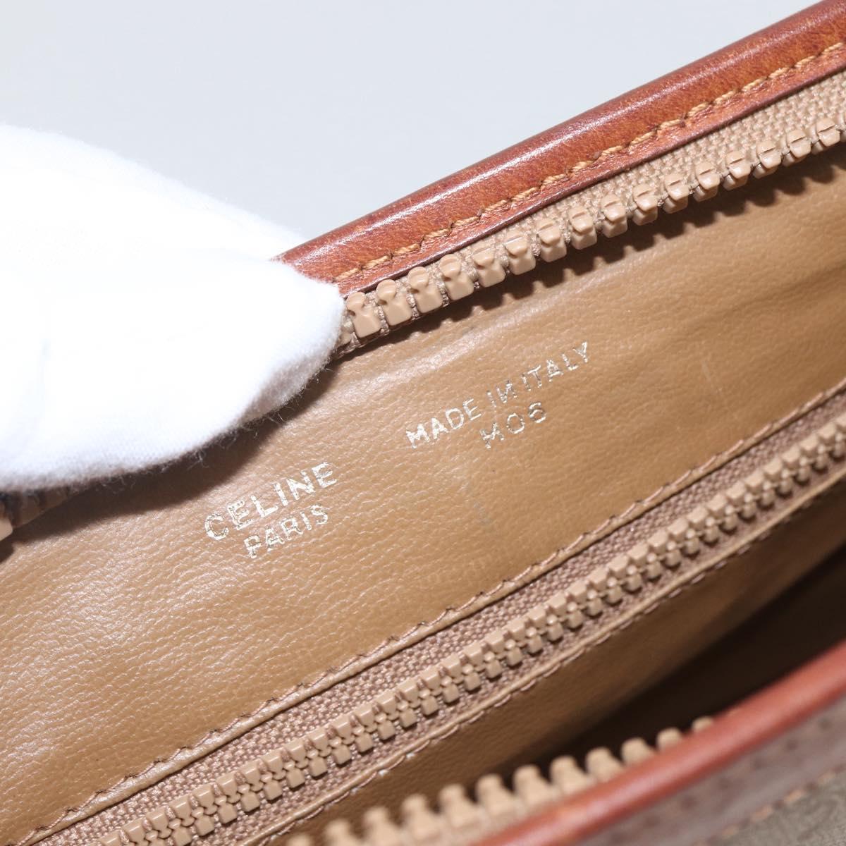 CELINE Macadam Canvas Clutch Bag PVC Beige Gold Auth 164461