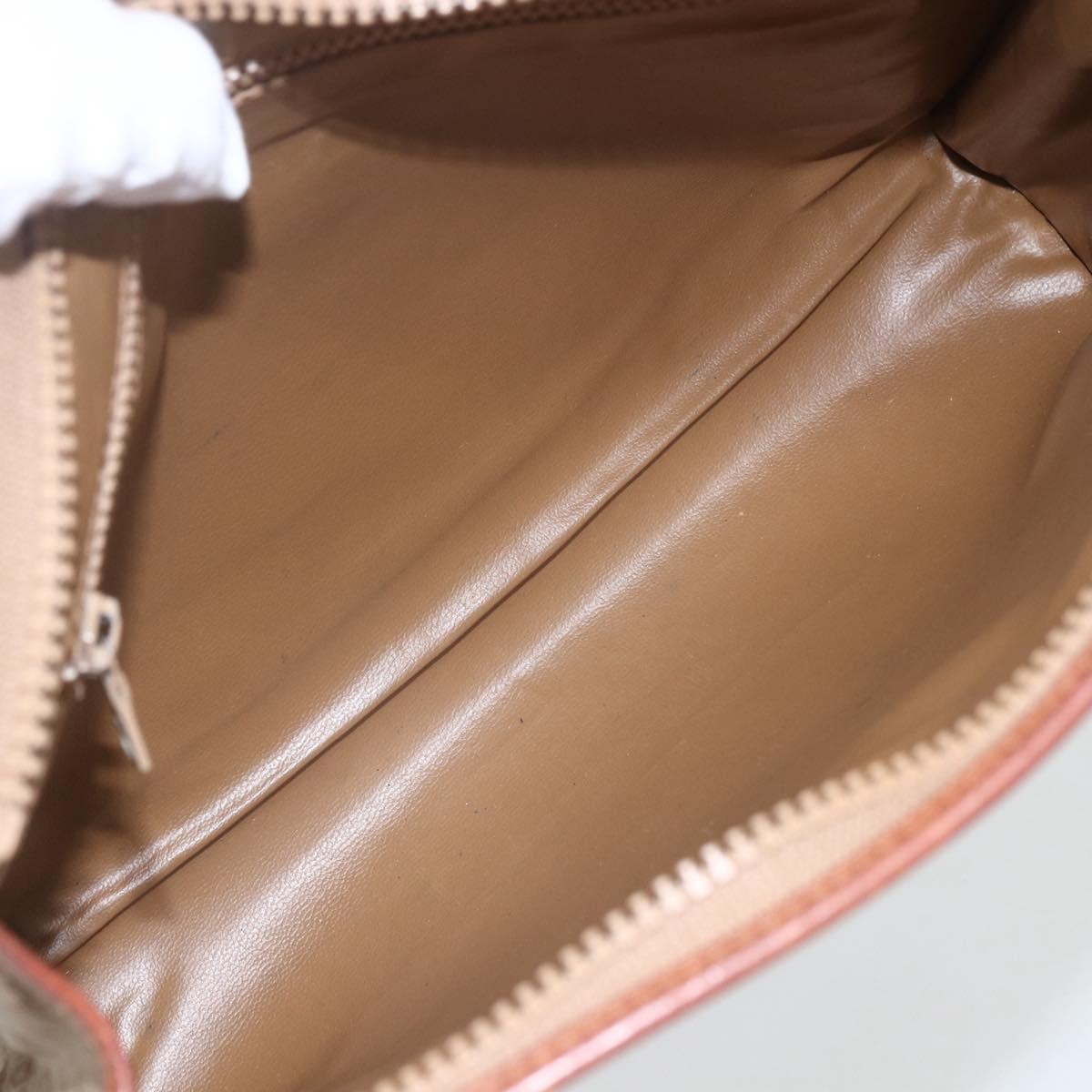 CELINE Macadam Canvas Clutch Bag PVC Beige Gold Auth 164461