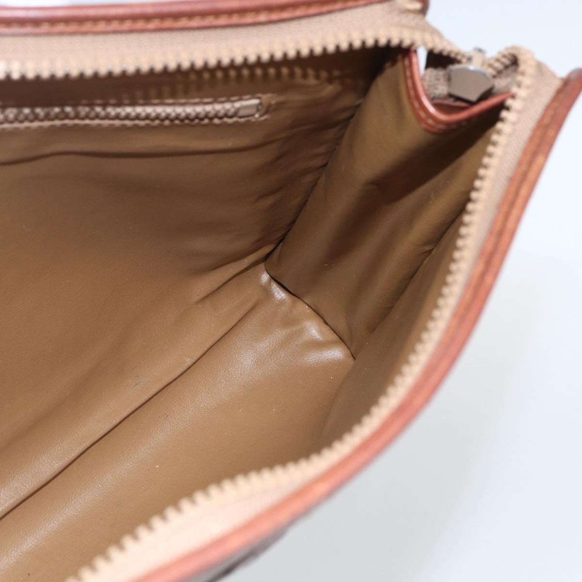 CELINE Macadam Canvas Clutch Bag PVC Beige Gold Auth 164461