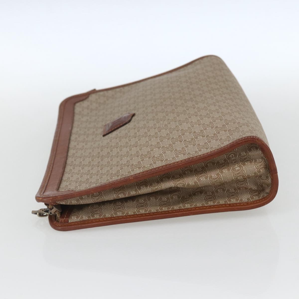 CELINE Macadam Canvas Clutch Bag PVC Beige Gold Auth 164461