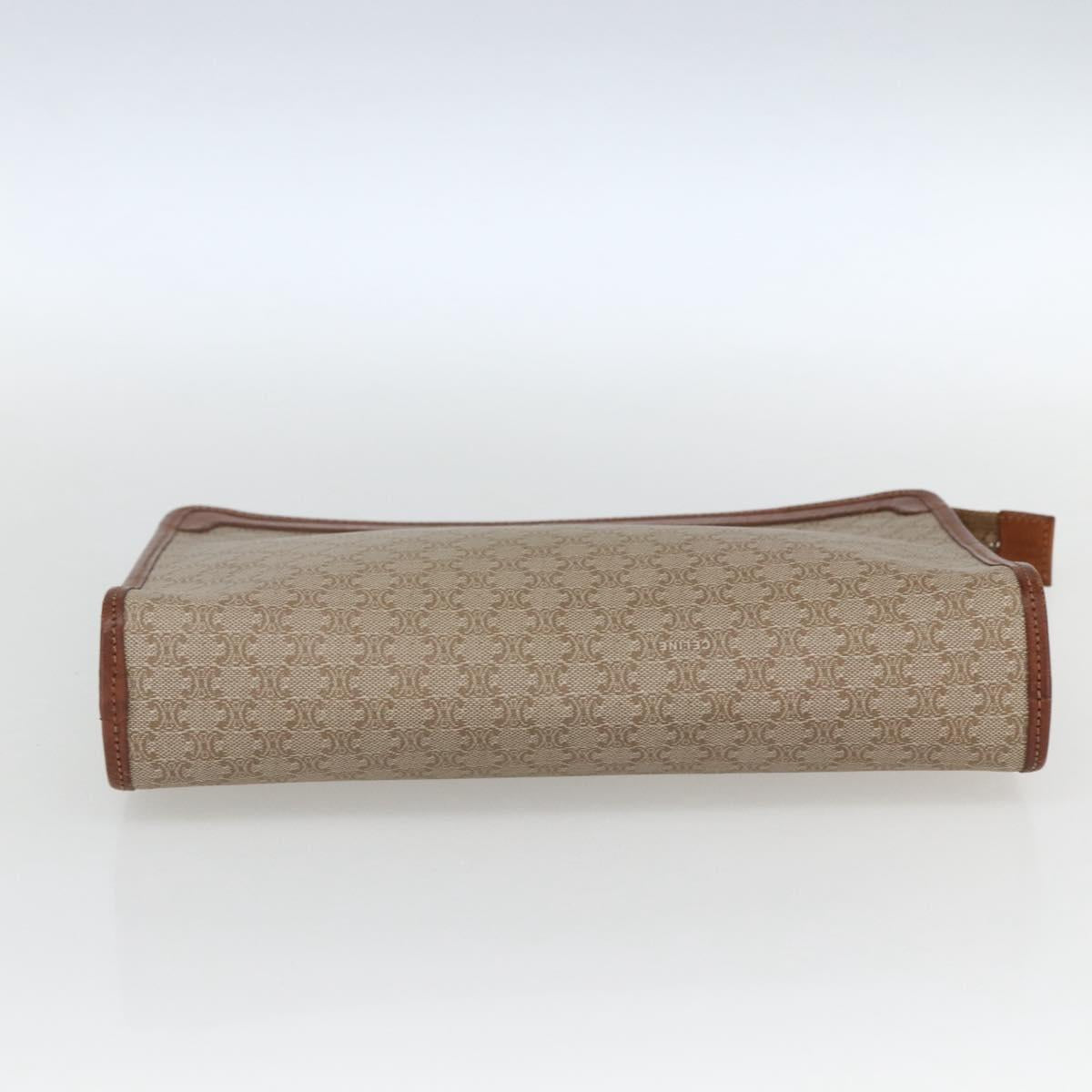 CELINE Macadam Canvas Clutch Bag PVC Beige Gold Auth 164461