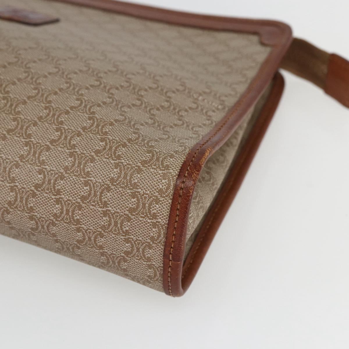 CELINE Macadam Canvas Clutch Bag PVC Beige Gold Auth 164461