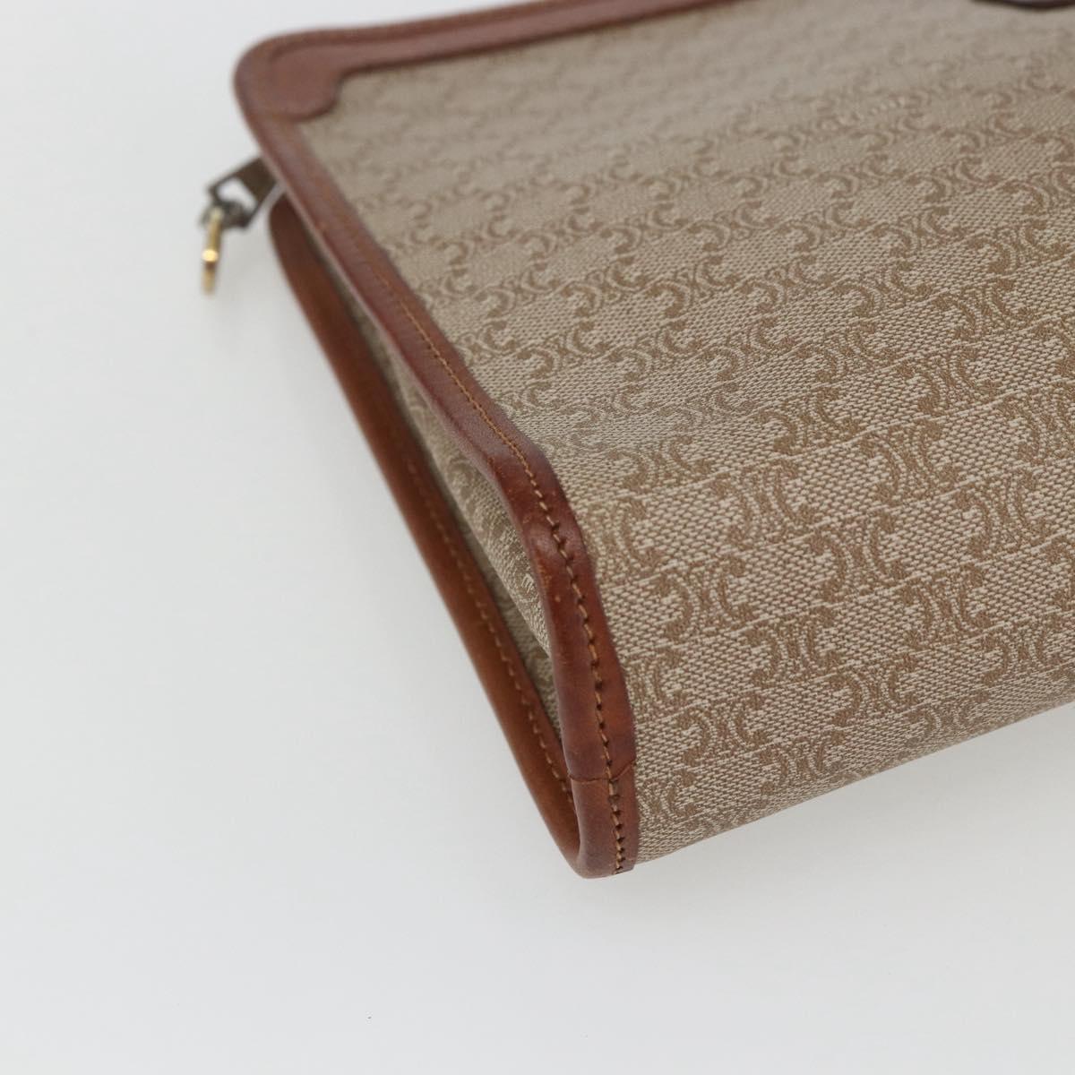 CELINE Macadam Canvas Clutch Bag PVC Beige Gold Auth 164461