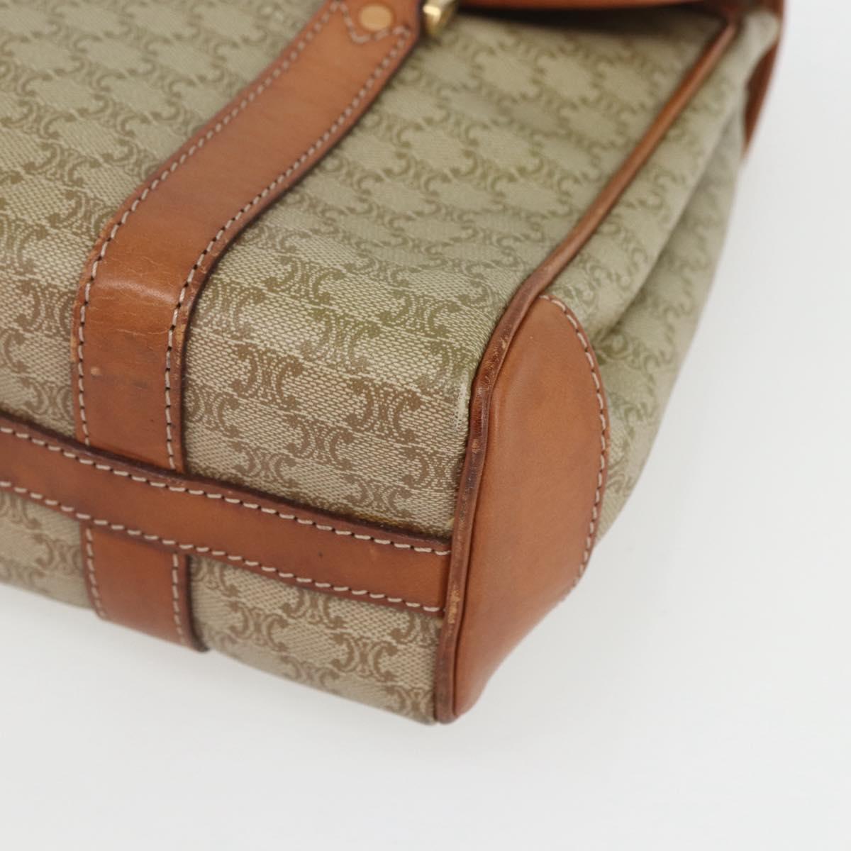 CELINE Macadam Canvas Hand Bag PVC Beige Gold Auth 164462