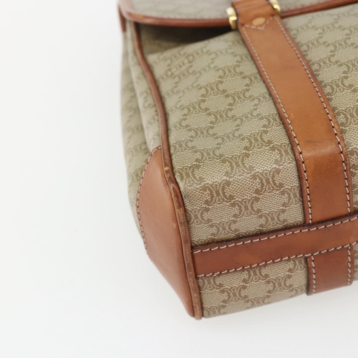 CELINE Macadam Canvas Hand Bag PVC Beige Gold Auth 164462