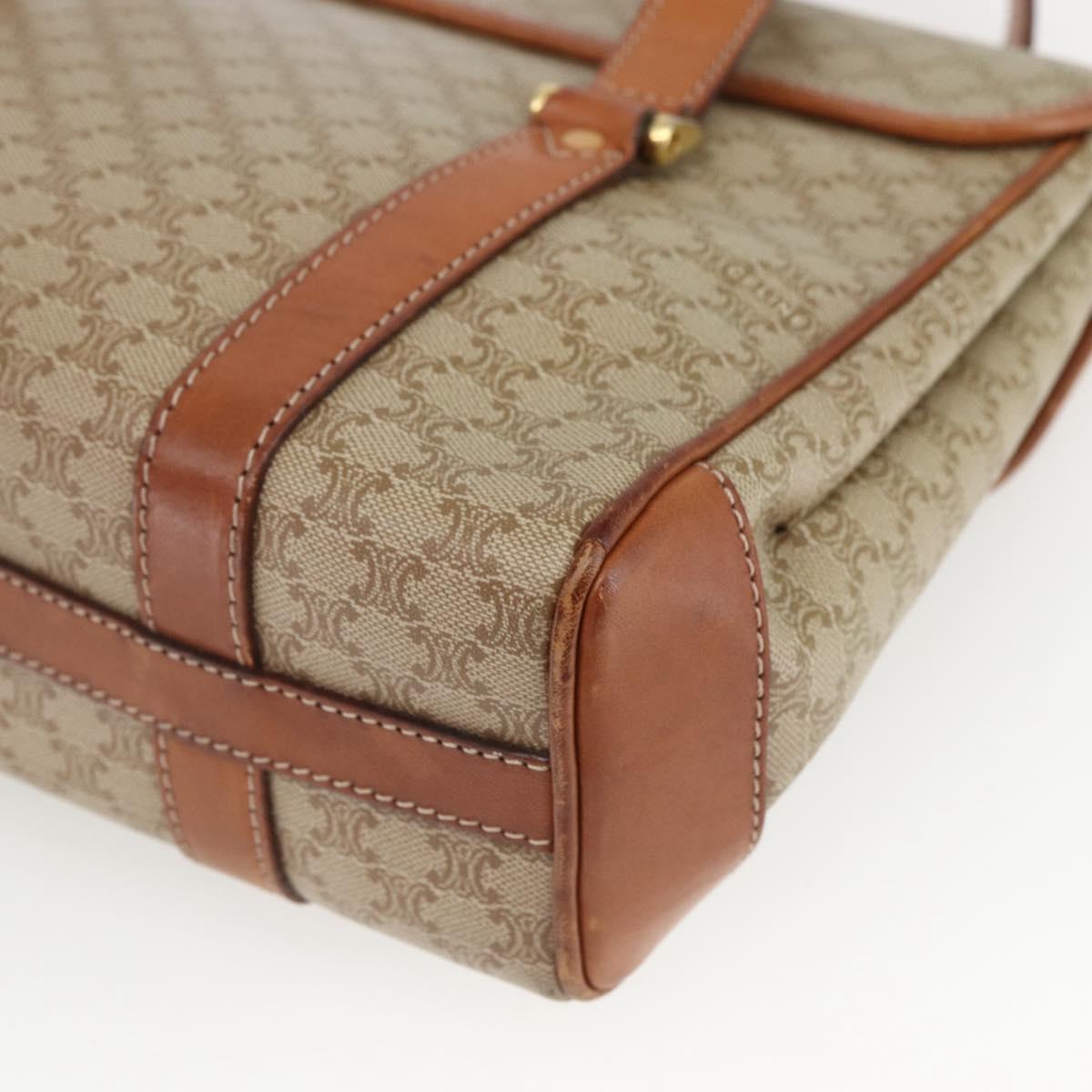 CELINE Macadam Canvas Hand Bag PVC Beige Gold Auth 164462