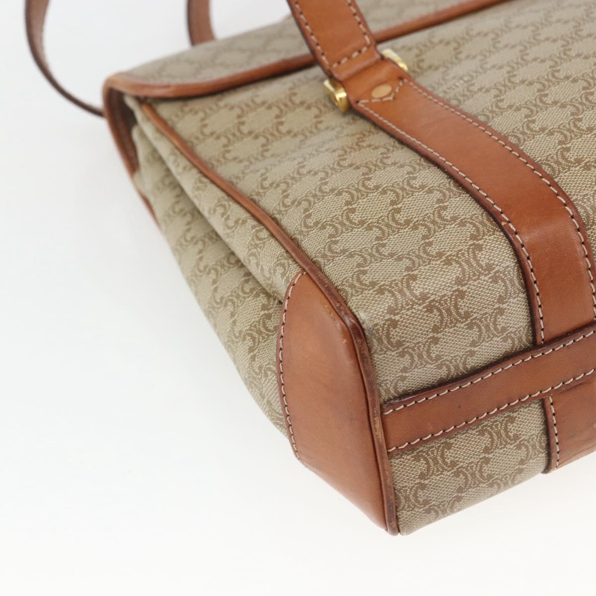 CELINE Macadam Canvas Hand Bag PVC Beige Gold Auth 164462