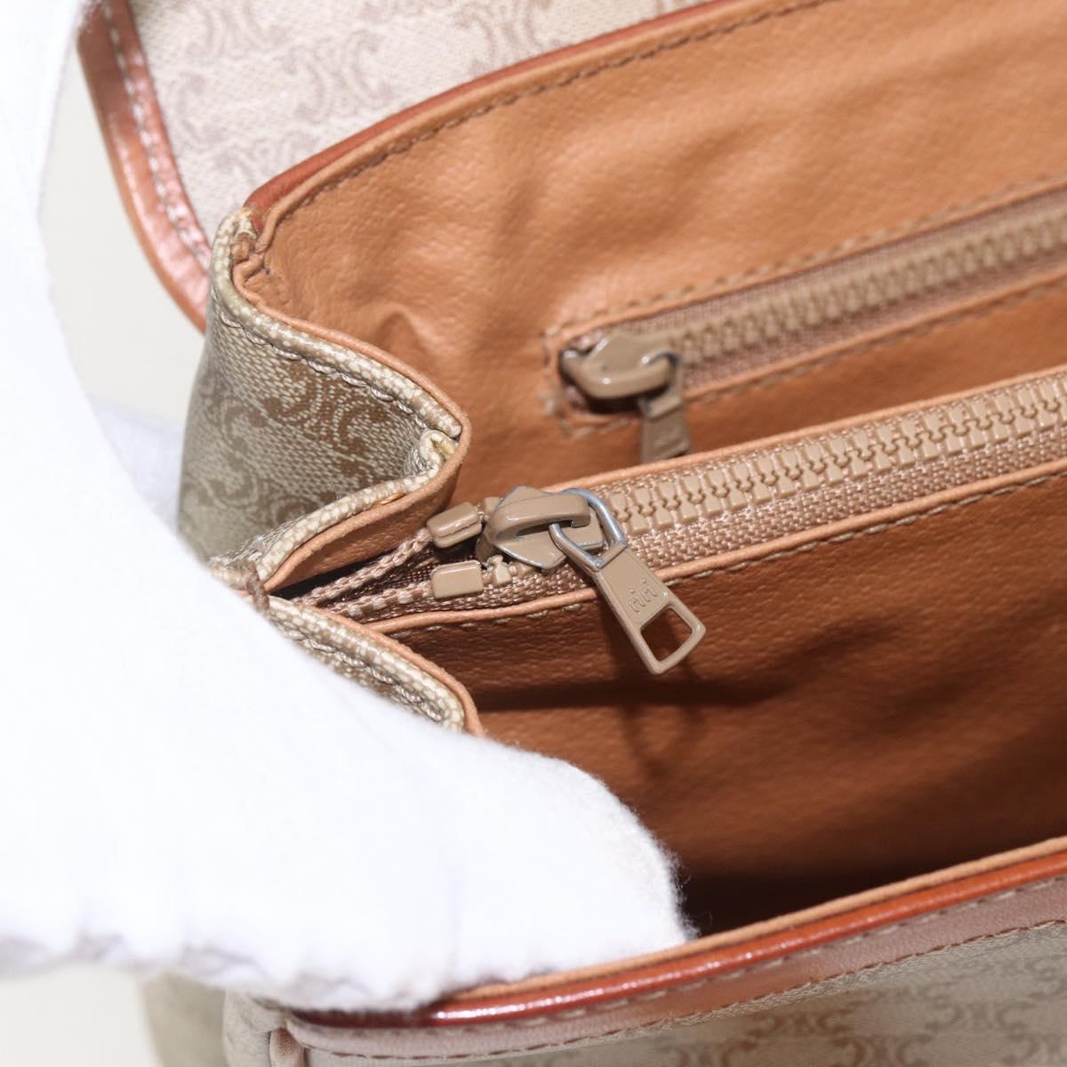 CELINE Macadam Canvas Hand Bag PVC Beige Gold Auth 164462