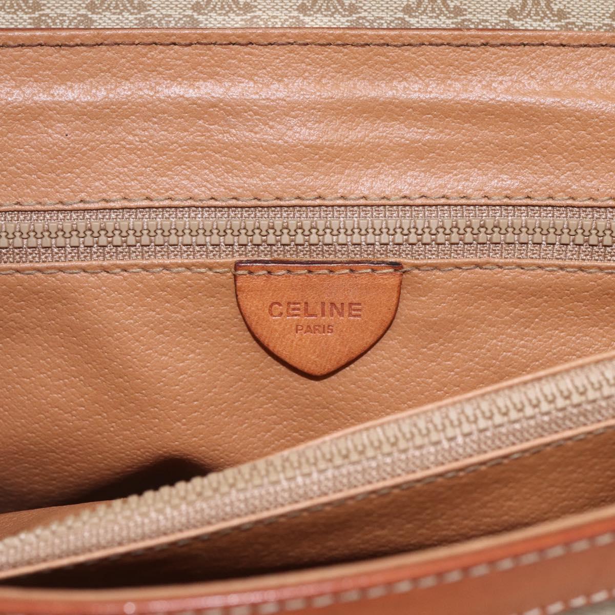 CELINE Macadam Canvas Hand Bag PVC Beige Gold Auth 164462