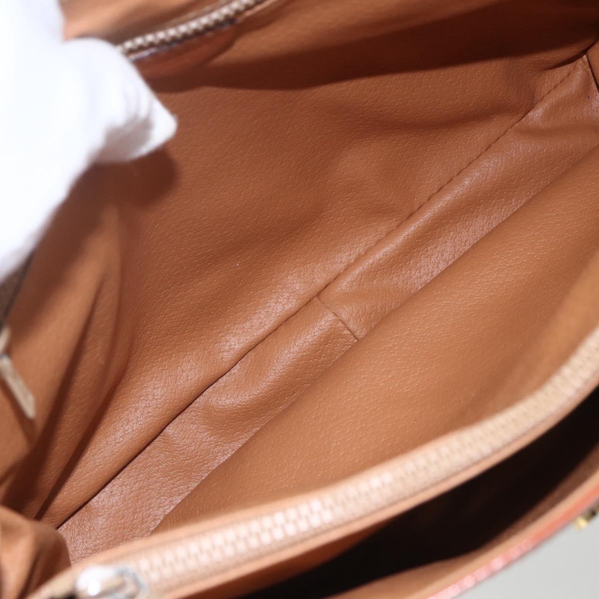 CELINE Macadam Canvas Hand Bag PVC Beige Gold Auth 164462