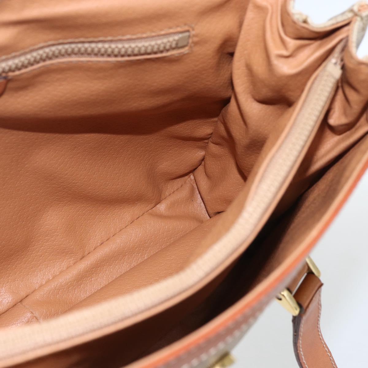 CELINE Macadam Canvas Hand Bag PVC Beige Gold Auth 164462