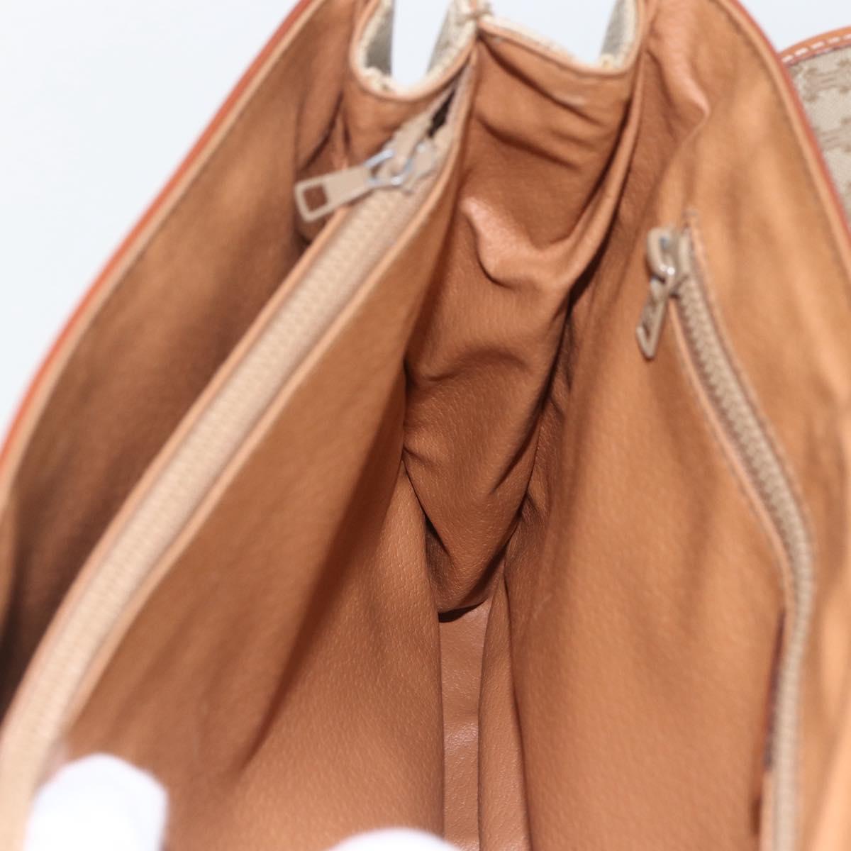 CELINE Macadam Canvas Hand Bag PVC Beige Gold Auth 164462