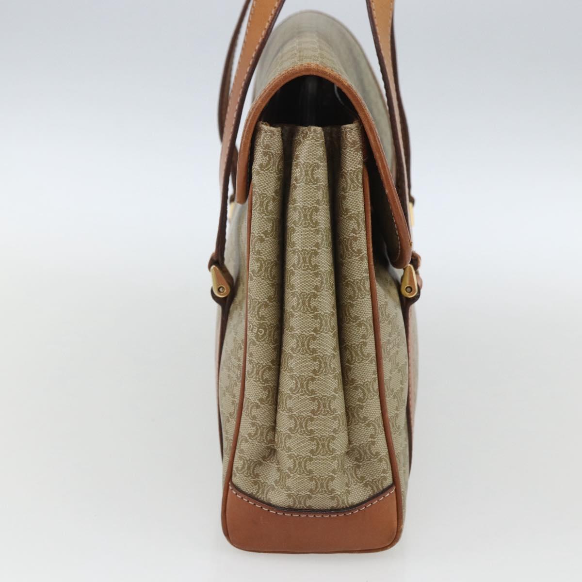 CELINE Macadam Canvas Hand Bag PVC Beige Gold Auth 164462