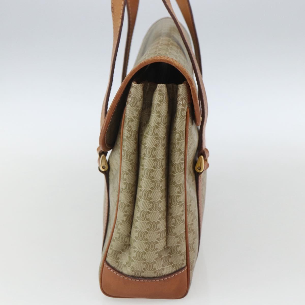 CELINE Macadam Canvas Hand Bag PVC Beige Gold Auth 164462