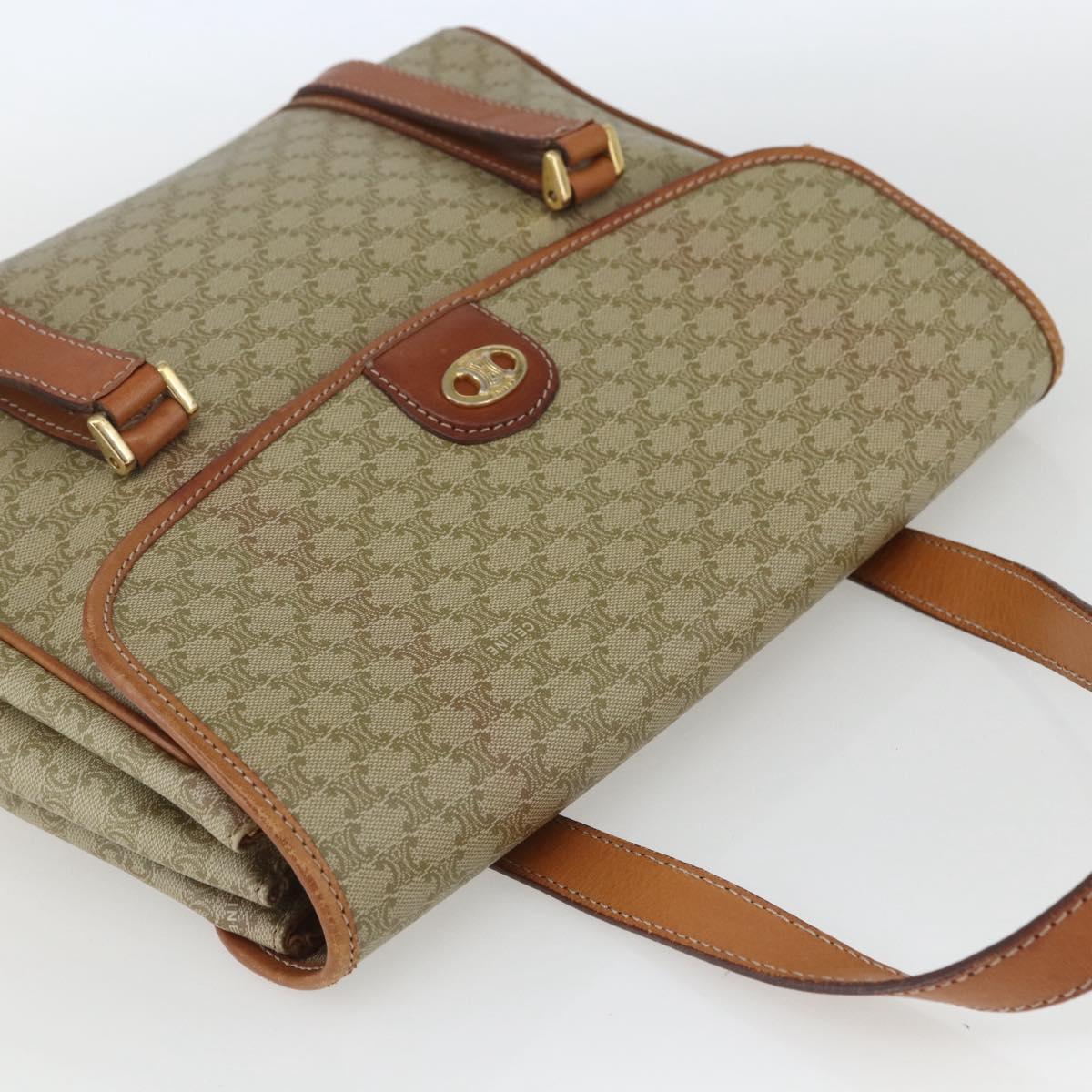 CELINE Macadam Canvas Hand Bag PVC Beige Gold Auth 164462