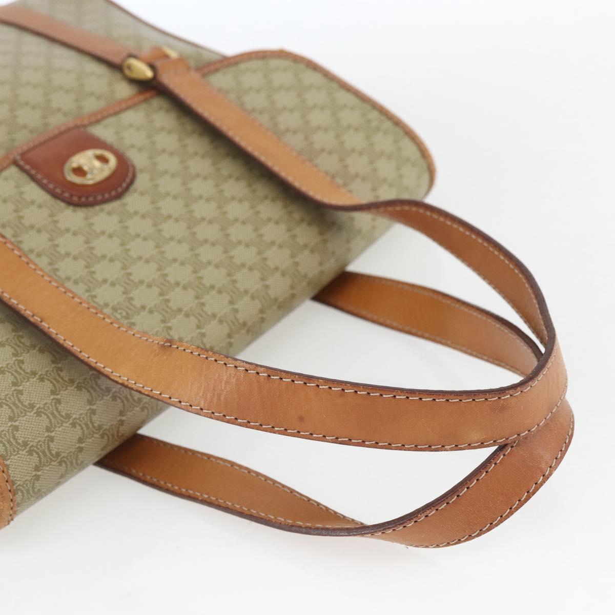 CELINE Macadam Canvas Hand Bag PVC Beige Gold Auth 164462