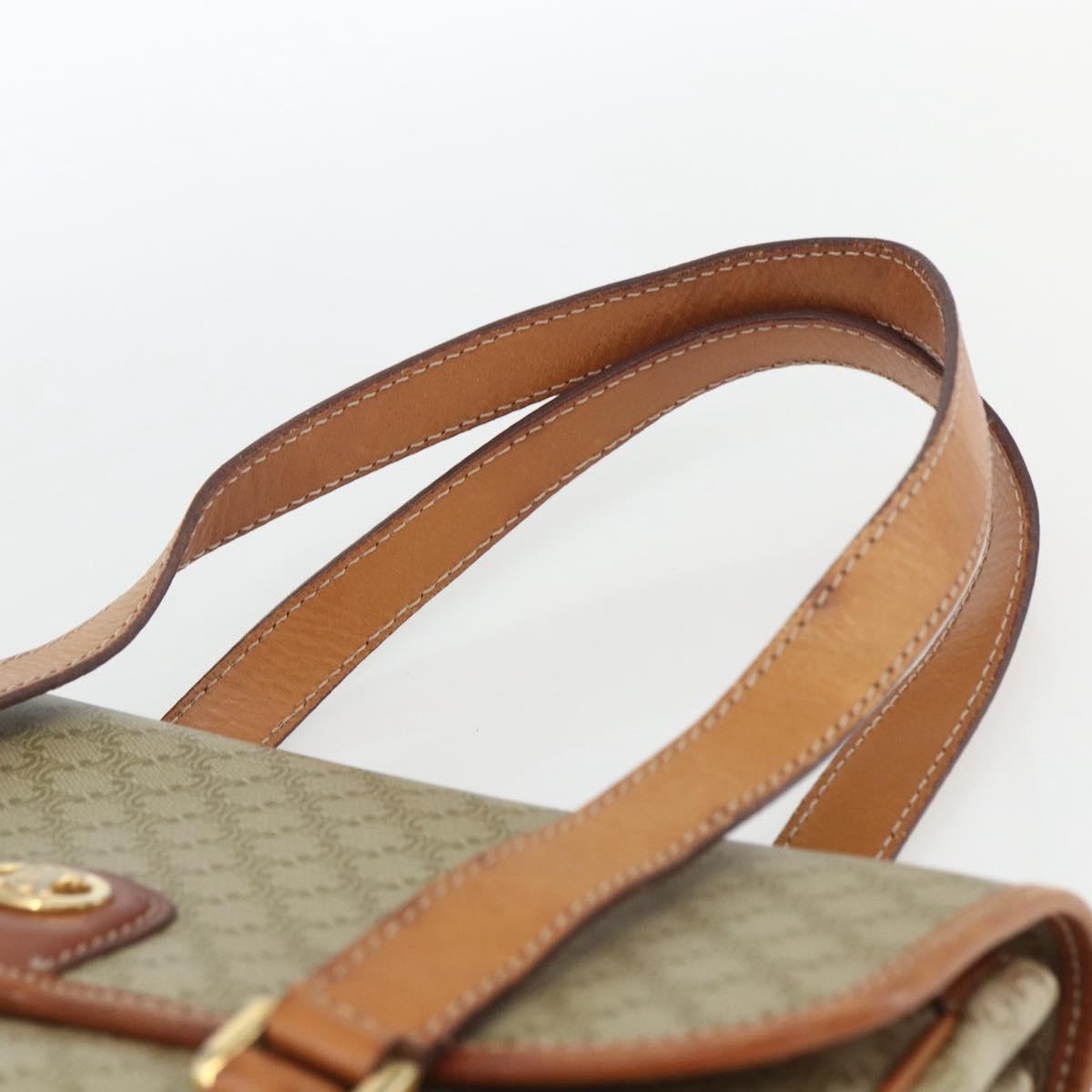 CELINE Macadam Canvas Hand Bag PVC Beige Gold Auth 164462