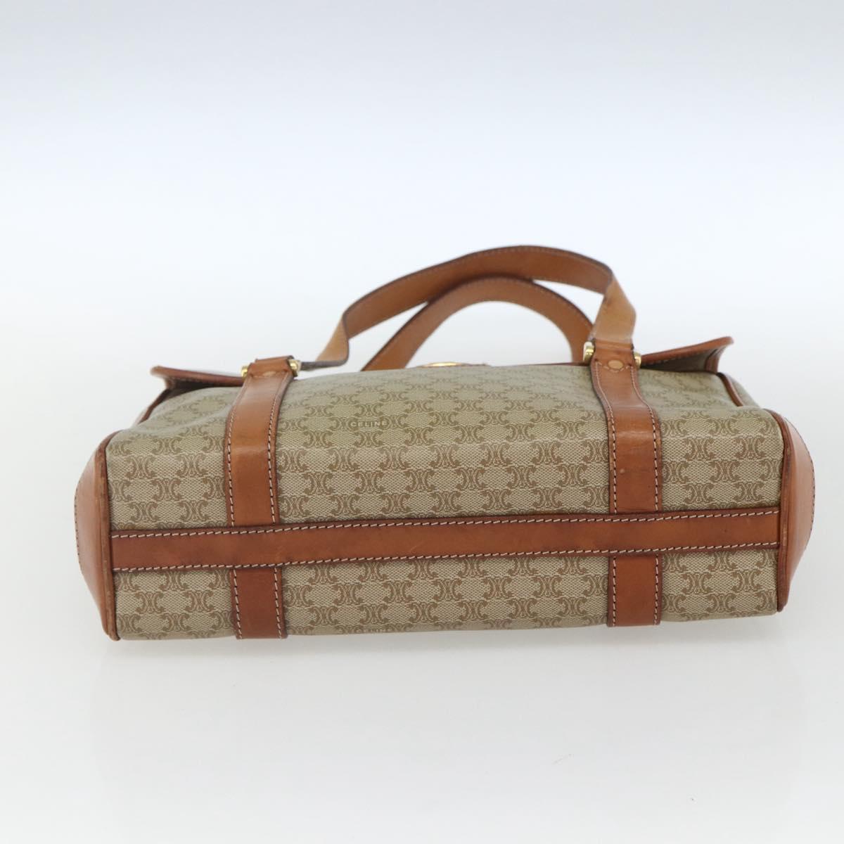 CELINE Macadam Canvas Hand Bag PVC Beige Gold Auth 164462
