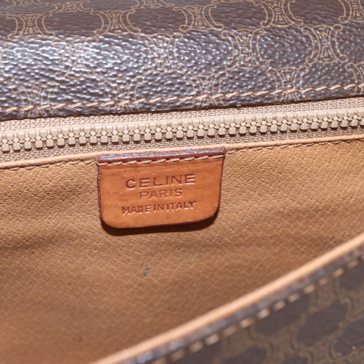 CELINE Macadam Canvas Shoulder Bag PVC Leather Brown Gold Auth 164463