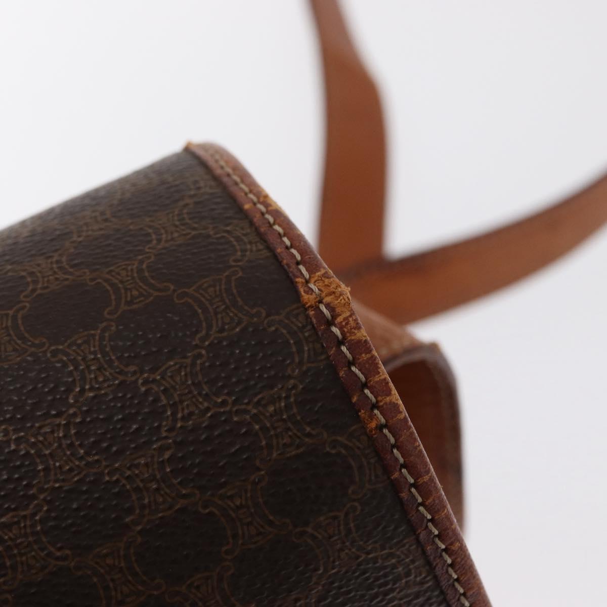 CELINE Macadam Canvas Shoulder Bag PVC Leather Brown Gold Auth 164464