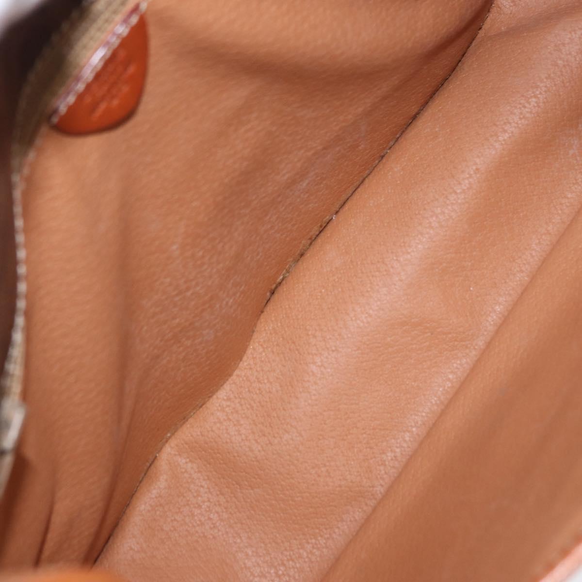 CELINE Macadam Canvas Shoulder Bag PVC Leather Brown Gold Auth 164464