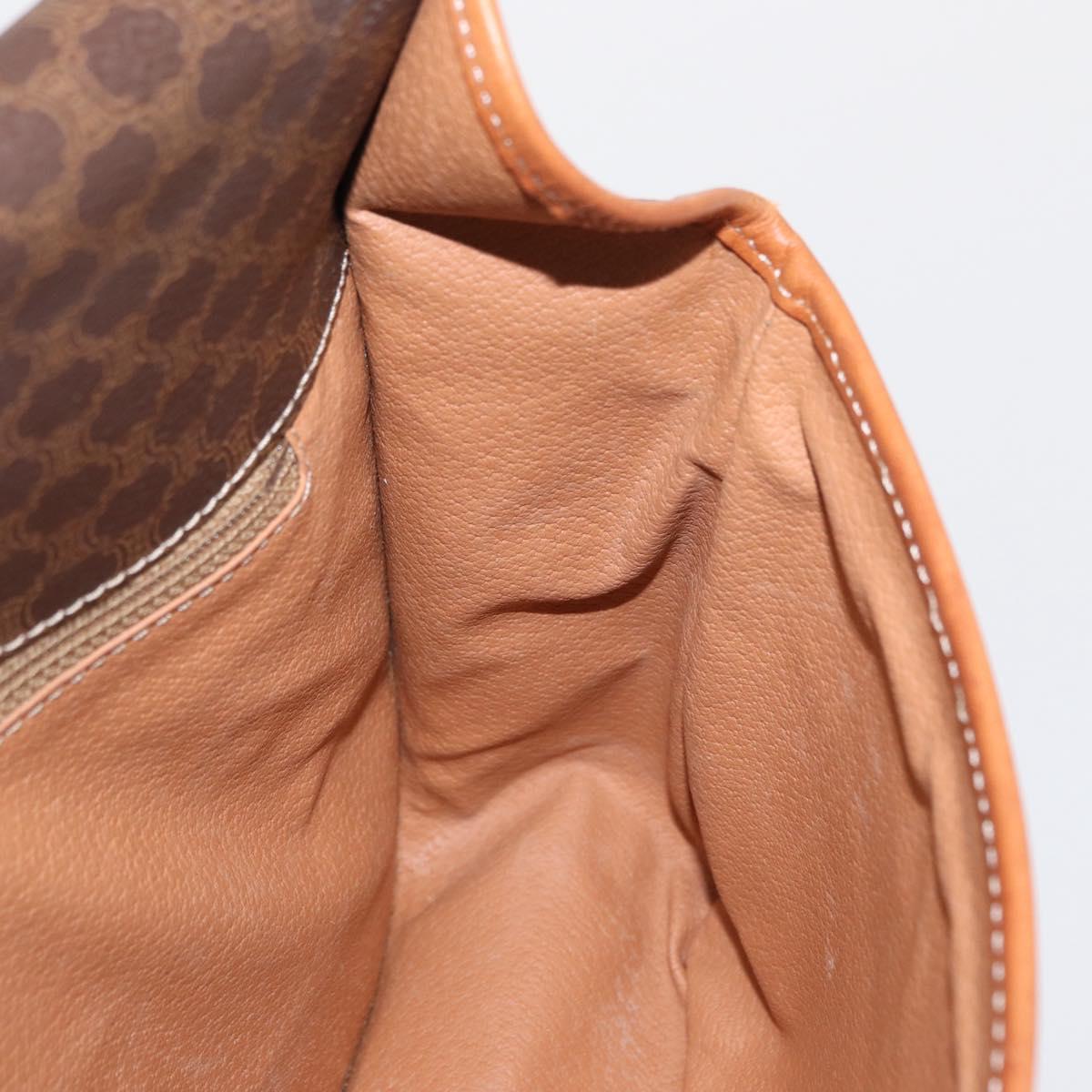 CELINE Macadam Canvas Shoulder Bag PVC Leather Brown Gold Auth 164464