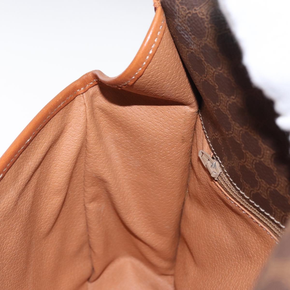 CELINE Macadam Canvas Shoulder Bag PVC Leather Brown Gold Auth 164464