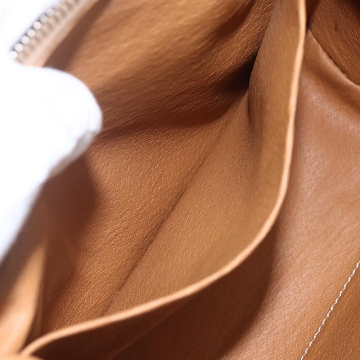 CELINE Macadam Canvas Clutch Bag PVC Leather Brown Gold Auth 164466